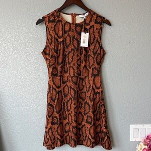 WeWoreWhat Tan and Black Patterned Mini Dress- Muscles Tank Mini Dress